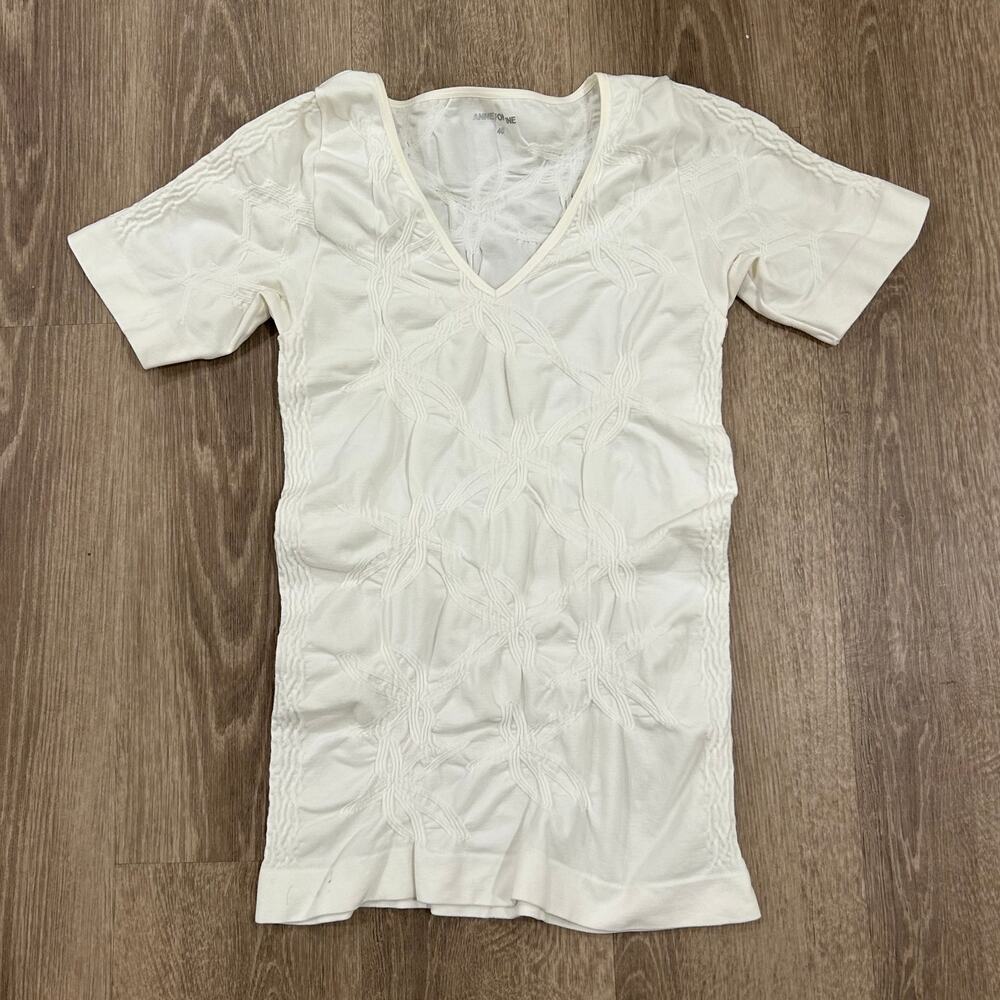 Anne Fontaine Neptune Textured Short Sleeve Tee White Size 40‎ (US 6–8)